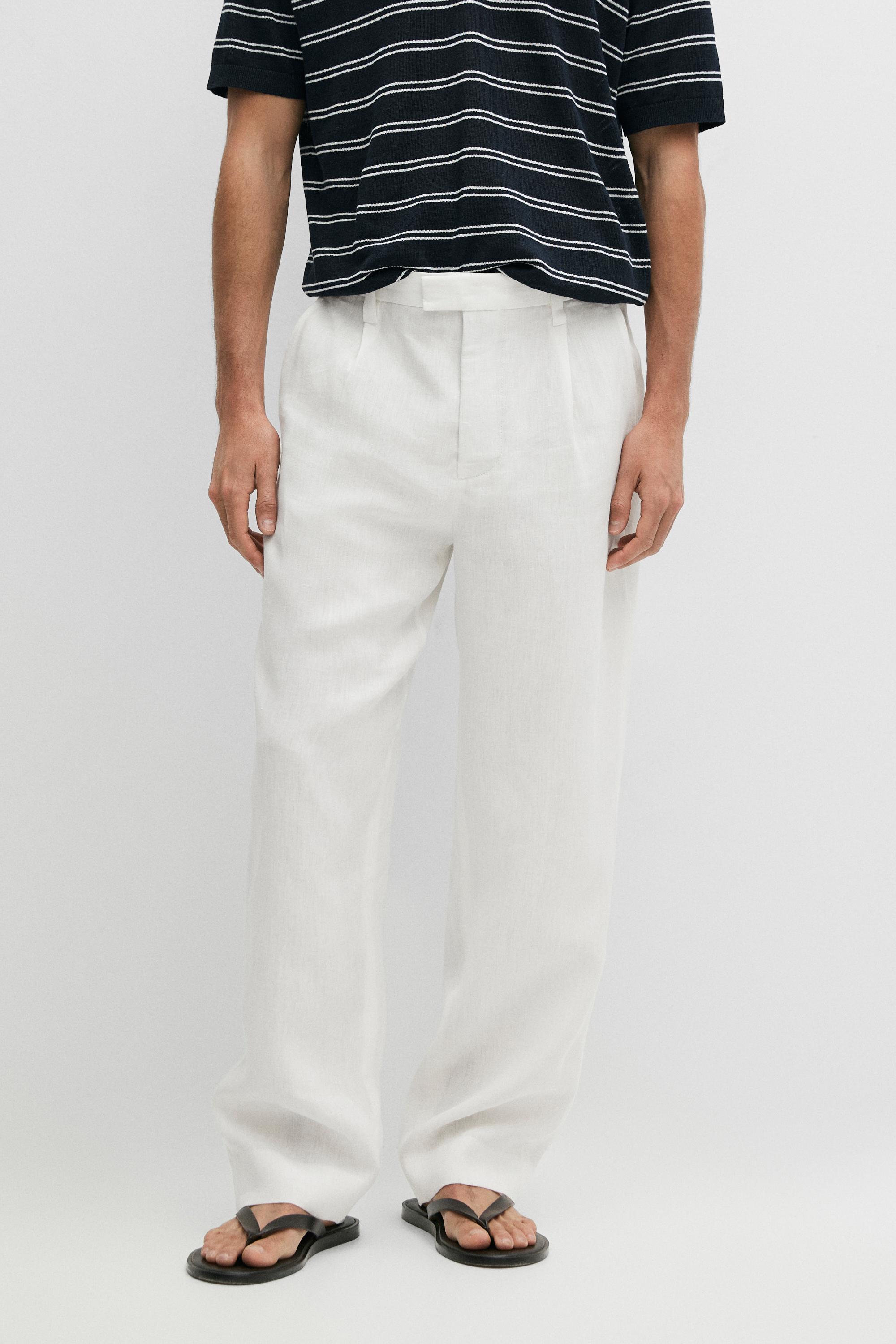 Pantalon détaillé à pinces 100 % lin